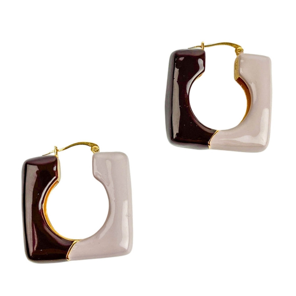 Worn Once Lizzie Fortunato trapeze hoops in berry